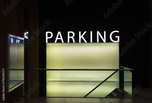parking sign indoors photo