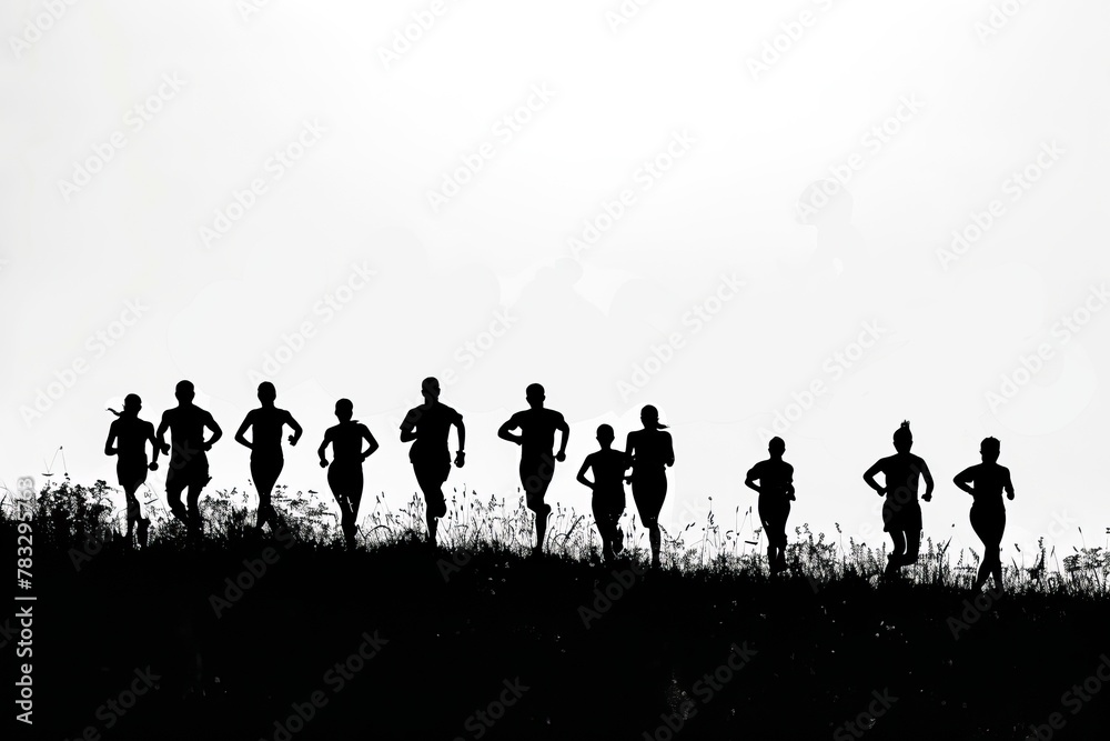 silhouette of a group of runners running together
silhouette of a group of runners running together