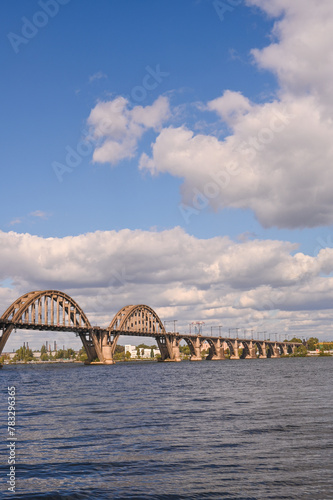 the bridge over the Dnieper River. the city of Dnipro, Ukraine.