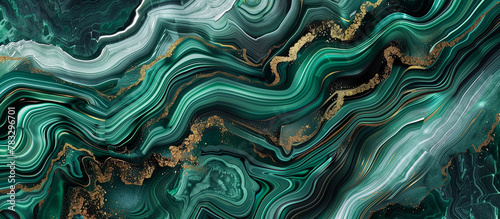 abstract wave liquid marble green, black and gold background
