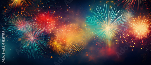 Abstract colored firework background with free space for text