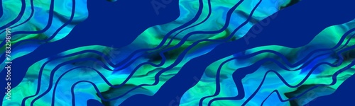 Abstract Digital Hand Painting Watercolor Tie Dye Marble Liquid Wavy Curves with Brush Strokes Stripes Seamless 150 cm Two Sided Pattern Batik Background 