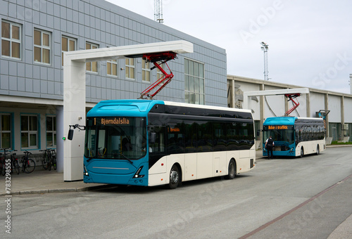 Electric bus recharging station, Norway