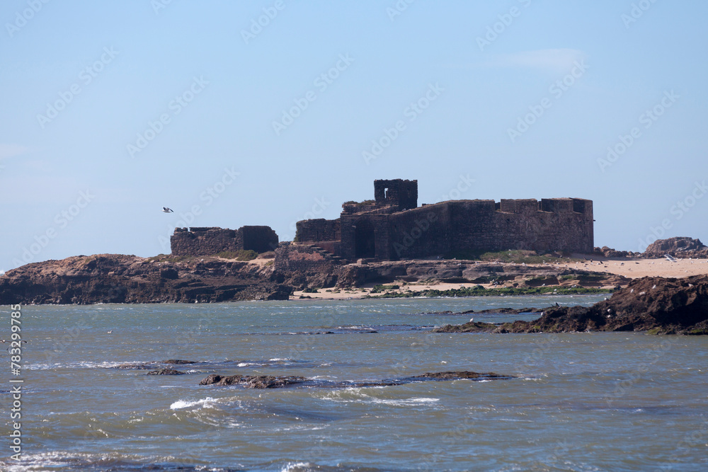 Old fort on an islet of the Iles Purpuraires in Essaouira