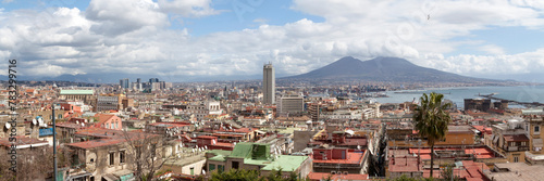 Panoramic view of Naples and the Vesuvius in Italy