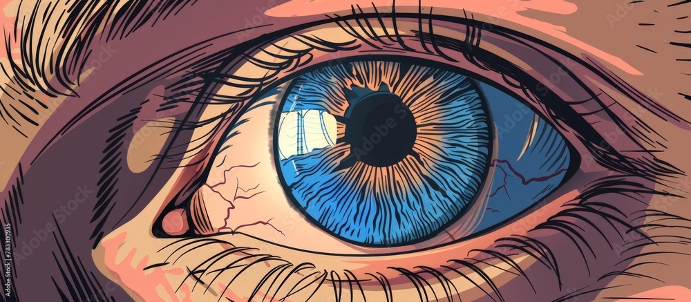 A detailed shot focusing on a person's eye with intricate details and textures visible. - obrazy, fototapety, plakaty 