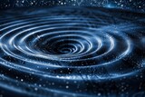Gravitational waves, disturbances that alter the curvature of spacetime, highlighting the intricate relationship between quantum physics and the cosmos.