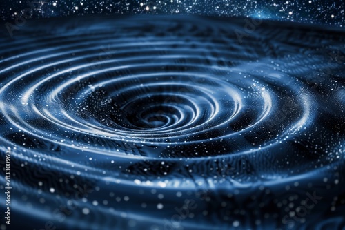 Gravitational waves, disturbances that alter the curvature of spacetime, highlighting the intricate relationship between quantum physics and the cosmos. photo