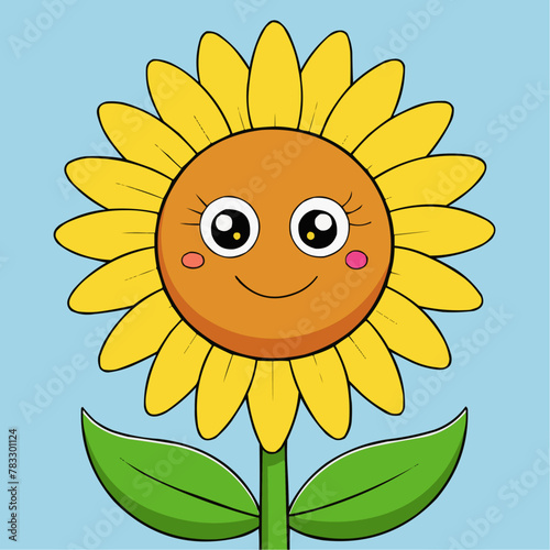 sunflower cartoon with a smile