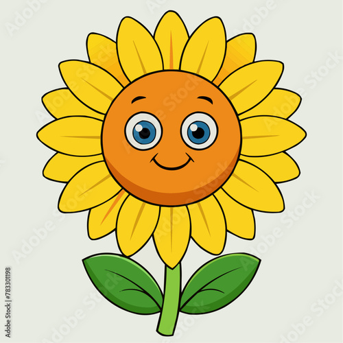 sunflower cartoon with a smile