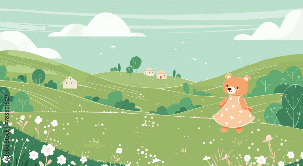 Obraz premium a brown teddy bear standing on top of a lush green field