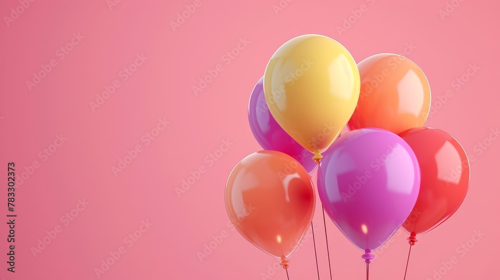 Fun party balloons in an isolated background d style isolated flying objects memphis style d render   AI generated illustration
