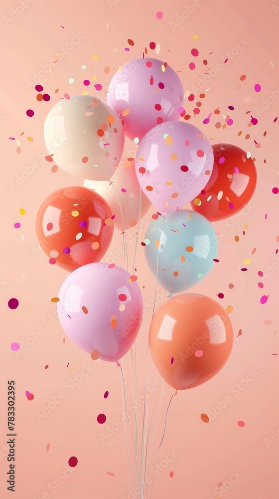 Fun party balloons in an isolated background d style isolated flying objects memphis style d render AI generated illustration Fun party balloons in an isolated background d style isolated flying objects memphis style d render AI generated illustration