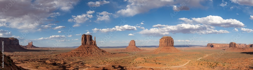 Sunny day Over the Mittens in Monument Valley Tribal Park Sunny day Over the Mittens in Monument Valley Tribal Park