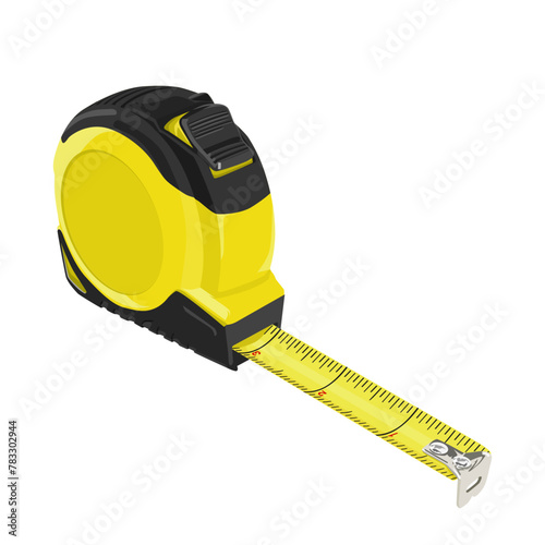 yellow measuring tape illustration isolated on white background. Illustration of measuring tape. Measuring tape vector illustration. carpentry tools illustration isolated on white background. 