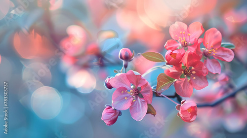 Pink cherry blossoms bloom in spring, showcasing the beauty of nature's floral wonders