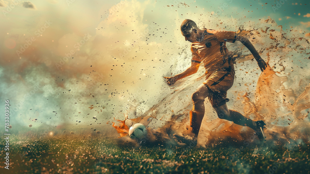 Naklejka premium soccer player by training and honing his skills on and off the field generative ai