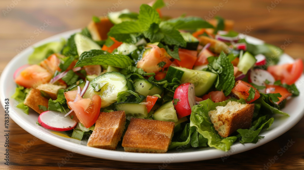 Traditional egyptian salad with fresh herbs