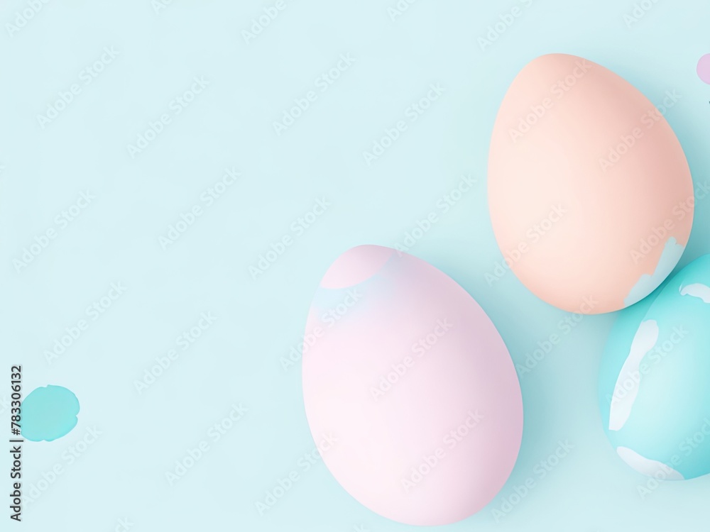Pastel colored Easter eggs on a solid light blue background make up the background of this Easter egg card design. Pastel colored Easter eggs on a solid light blue background make up the background of this Easter egg card design.