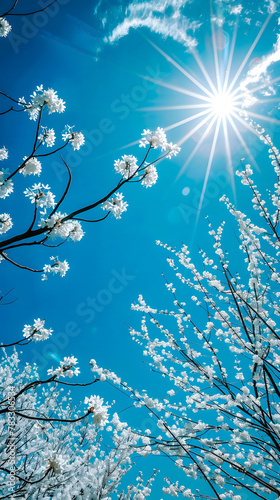 Ciel bleu ensoleillé de printemps photo