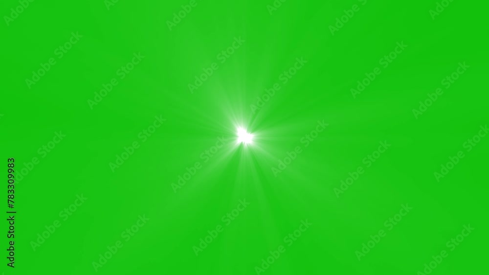 White light rays on green screen. Light animation from center. Light rays footage chromakey