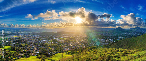 Sunlight over city from view