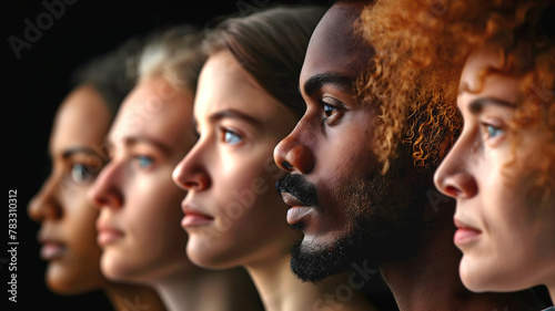 Diversity concept, portrait of diverse people to infinity, African American, black, Caucasian, old, young