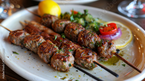 Traditional egyptian grilled kofta skewers