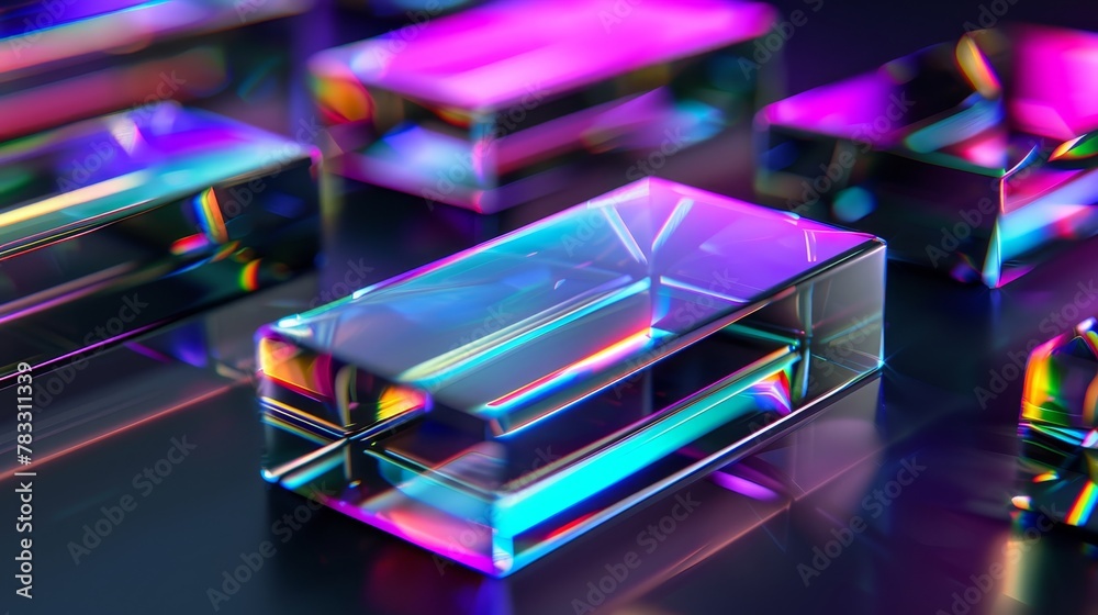 Holographic rectangles shimmering in isolation AI generated illustration Holographic rectangles shimmering in isolation AI generated illustration