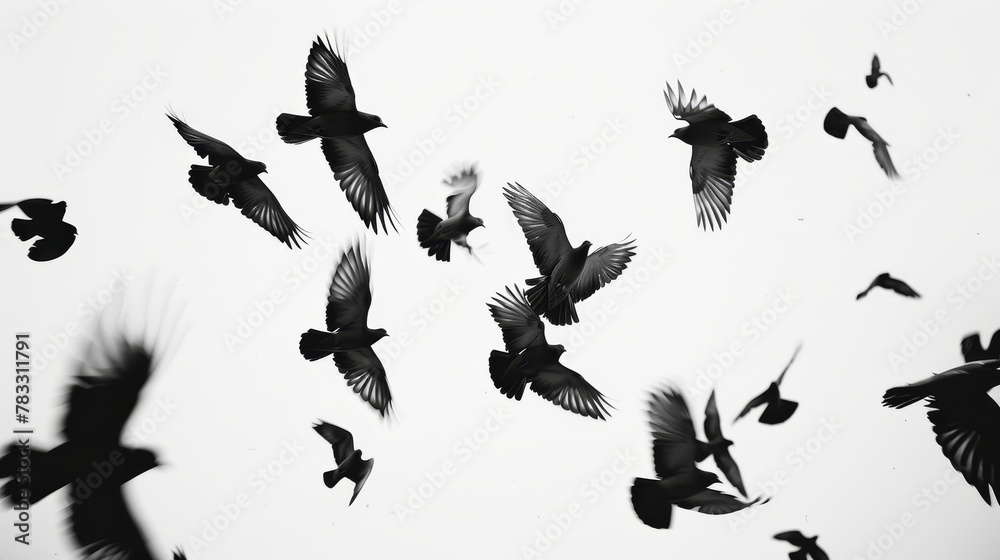 Obraz premium Isolated objects flying in unison AI generated illustration