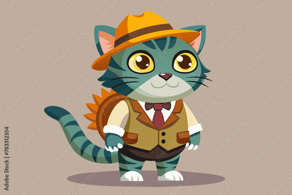 Paleontologist Cat Vector 