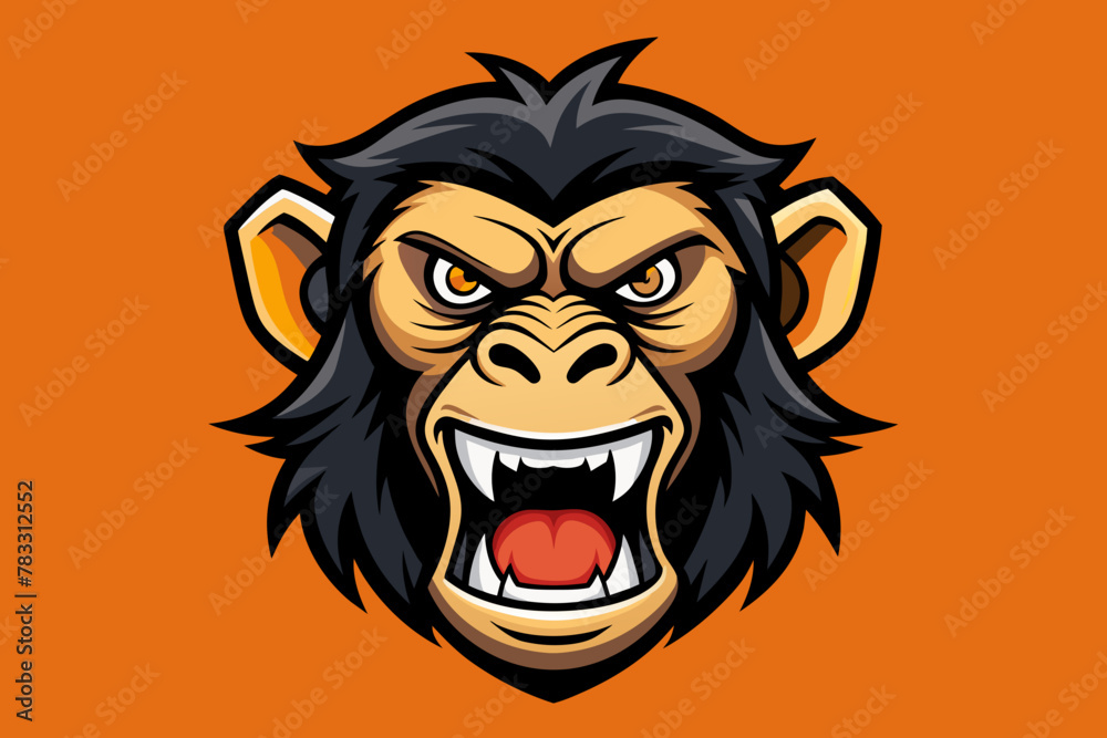 Angry Chimpanzee Head Icon Illustrations & Vectors