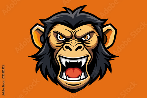 Angry Chimpanzee Head Icon Illustrations & Vectors