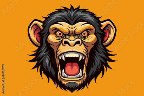 Angry Chimpanzee Head Icon Illustrations   Vectors