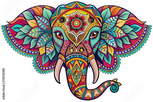 exotic elephant head exotic, mandala colorful traditional tattoo on paper, mandalas, coloring book