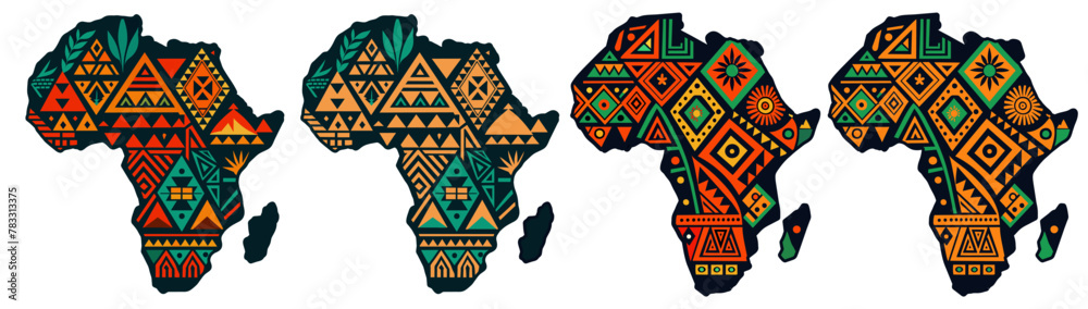 Continent Patterns Continent Africa, abstract silhouette set of african map with geometric ...
