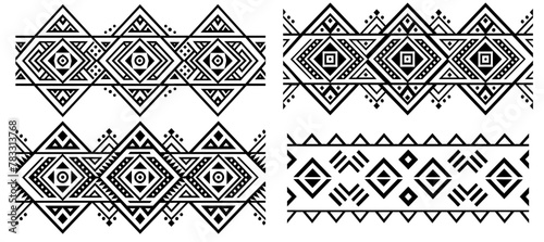 Intricate and detailed traditional african pattern design with geometric shapes in black and white, reflecting the rich cultural ornament, heritage, and ethnic background of african textile art