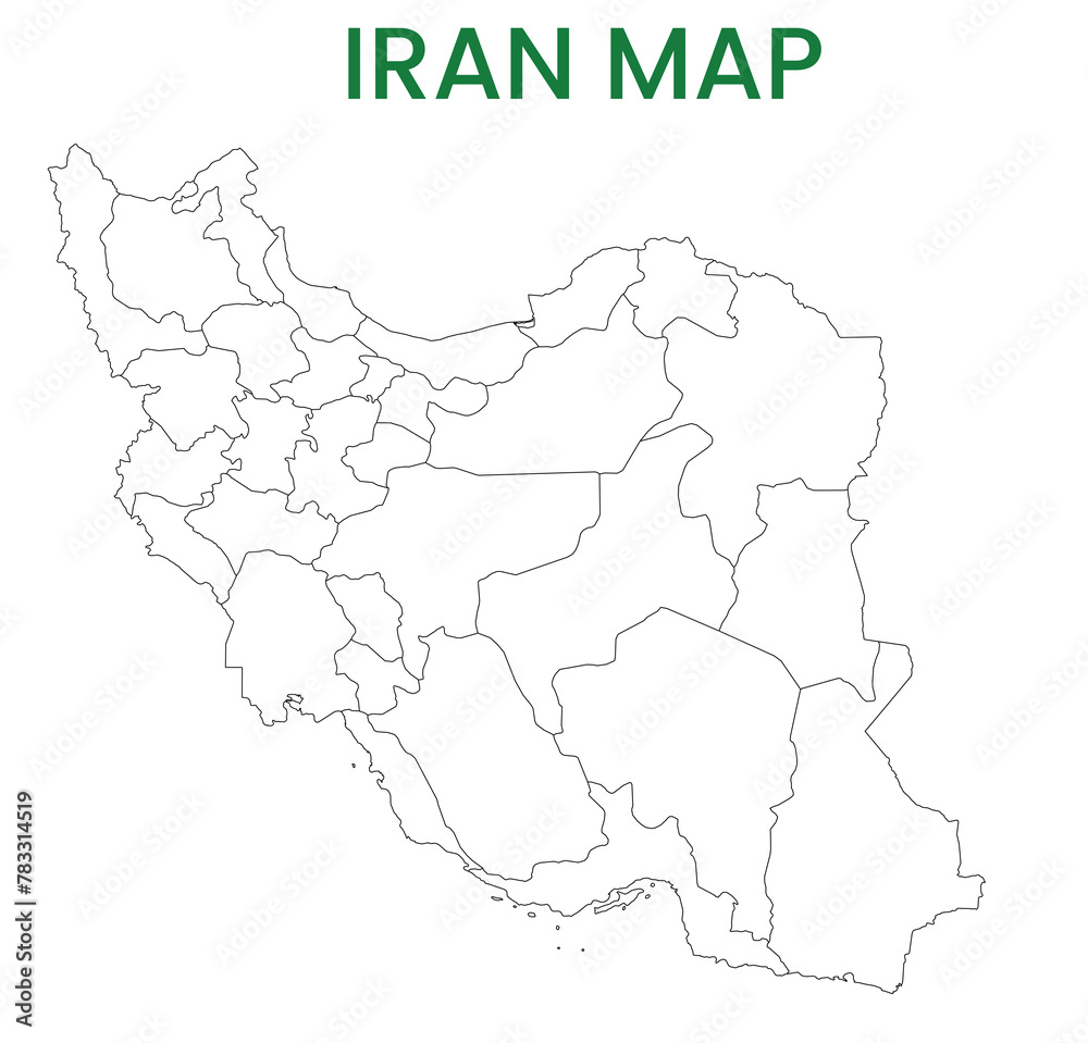 High detailed map of Iran. Outline map of Iran. Asia Stock Vector ...