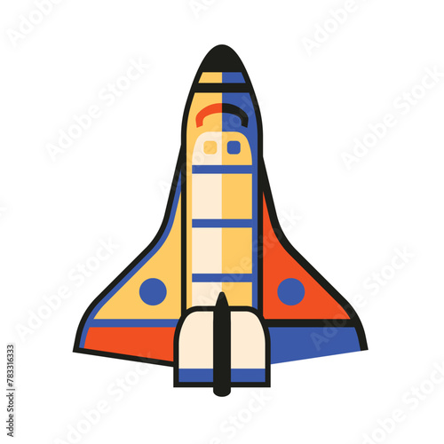 Flying Space Shuttle Icon in Flat Design (ID: 783316333)