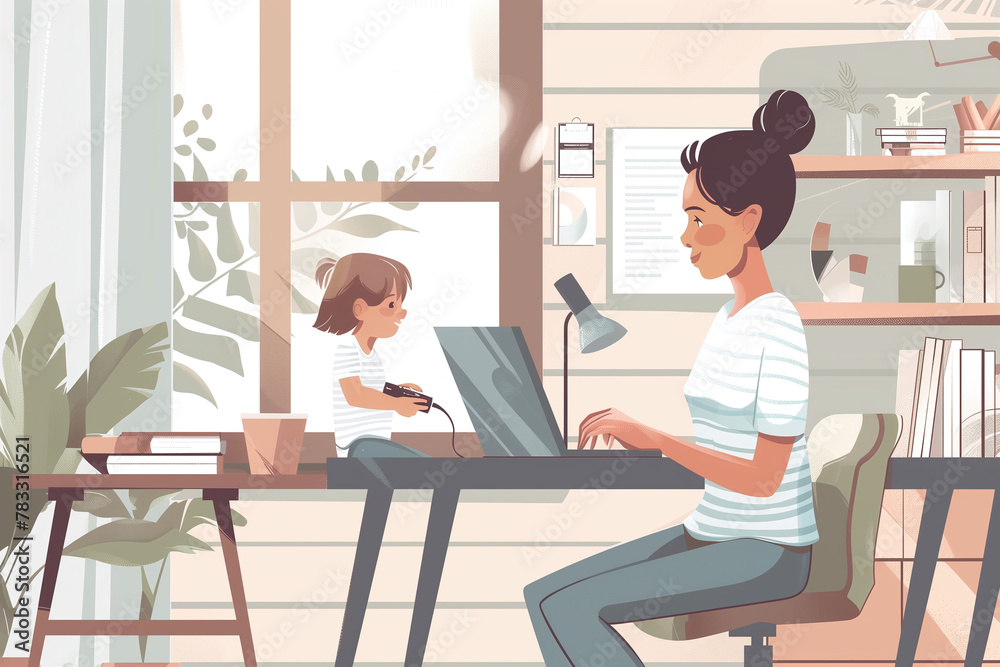 Work-From-Home Mom Balancing Childcare and Work Work-From-Home Mom Balancing Childcare and Work