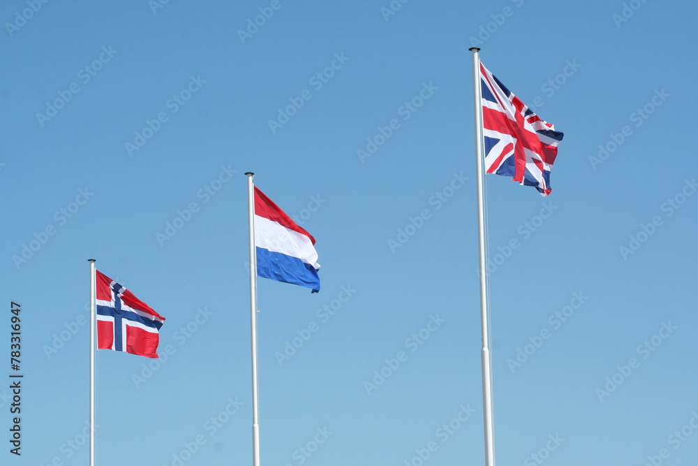 country flags Norway, Netherlands, United Kingdom