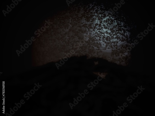 Hill shadow Nightmare and dark moon light radiance illustration image background photo