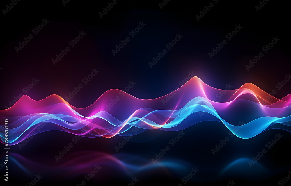 Neon sound wave abstract on dark background