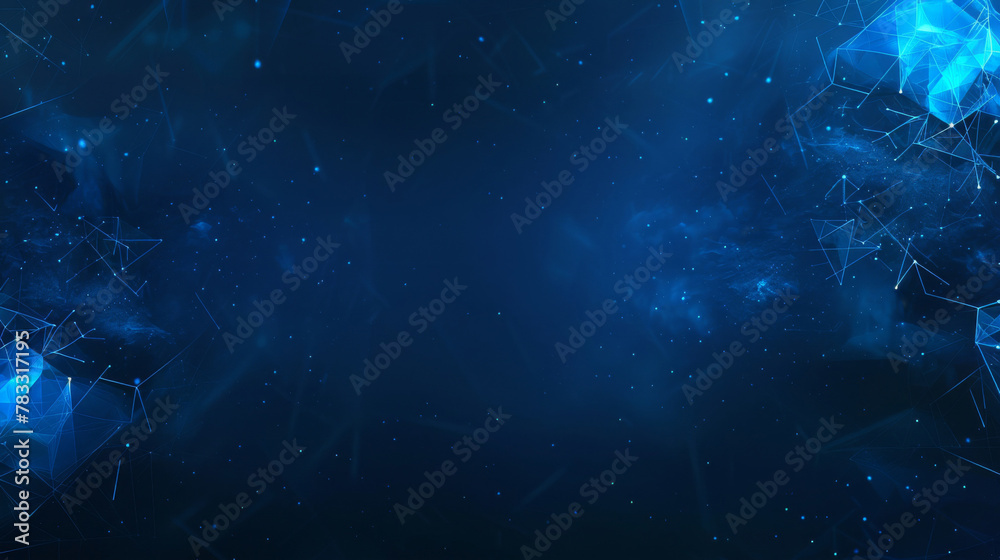 Abstract tech background with network lines and nodes on a cosmic backdrop