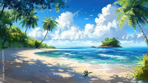 Tropical and Beach Island Landscape Beautiful View AI generated