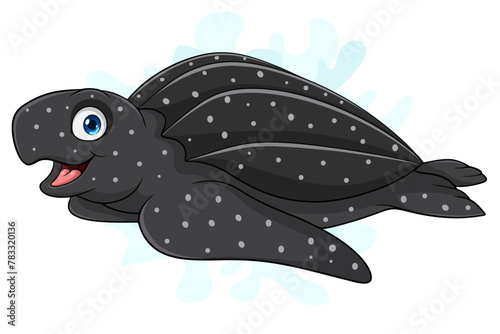 Cartoon Leatherback sea turtle on white background