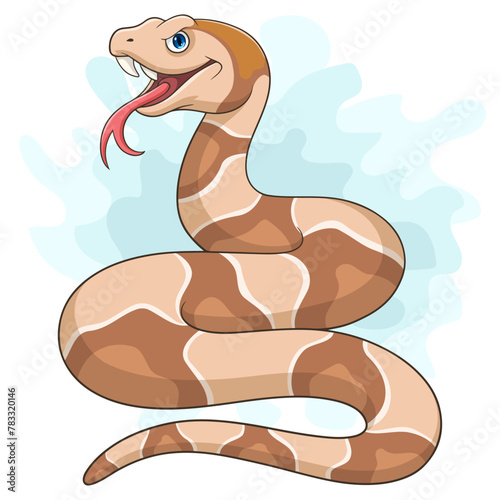 Cartoon copperhead snake on white background