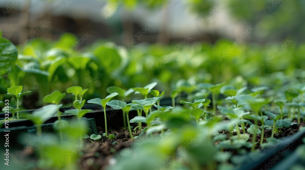 Rows of different herb sprouts as a fresh and healthy ingredient for various dishes, close up shot, selected focus, very narrow depth of field Rows of different herb sprouts as a fresh and healthy ingredient for various dishes, close up shot, selected focus, very narrow depth of field