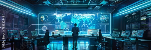 Futuristic laboratory of the future, scientific cyber research, cyber technology of the future, banner