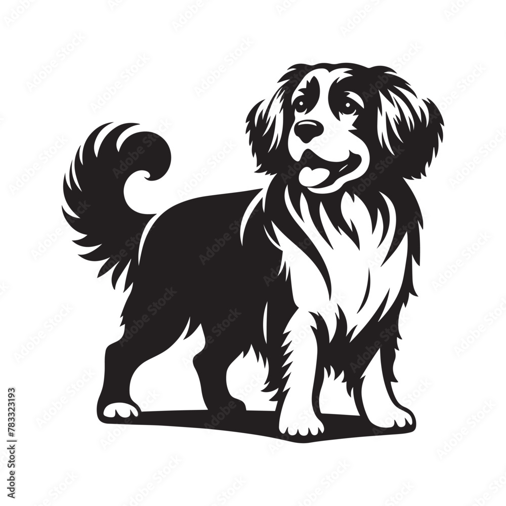 Obraz premium A Dog Silhouette Vector Art Illustration. Black and White Dog with White Background.